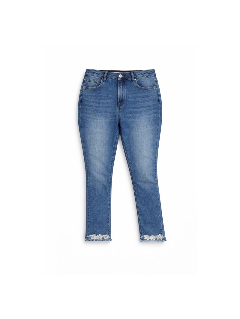 Jean Taille Haute avec Dentelle Fleurs – Du 44 au 54