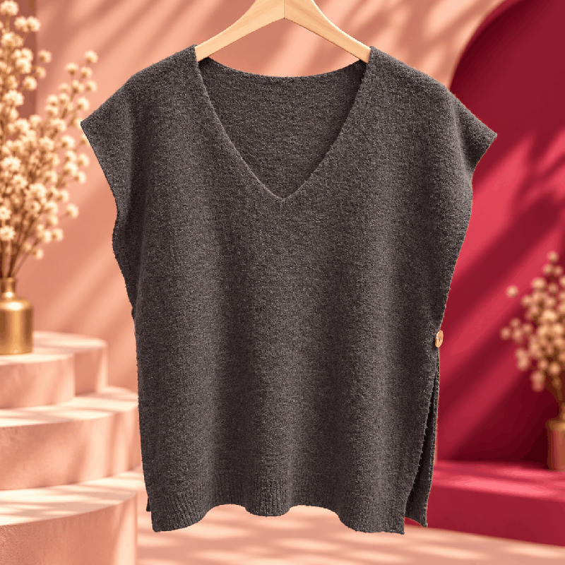 Pull Sans Manches Col V | Milys Dress vêtement grande taille