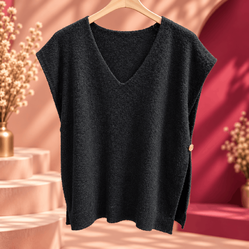 Pull Sans Manches Col V | Milys Dress vêtement grande taille