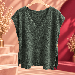 Pull Sans Manches Col V | Milys Dress vêtement grande taille
